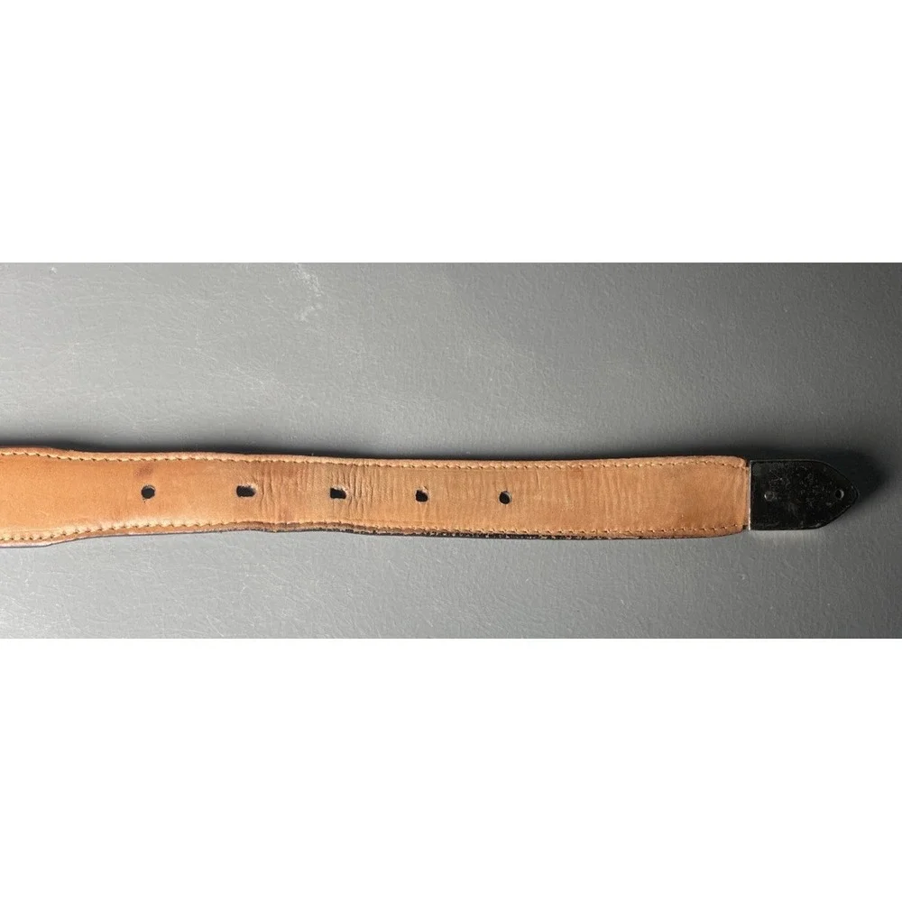 Mens Black Alligator Embossed Belt‎ 19403 Size 42 Silver Buckle